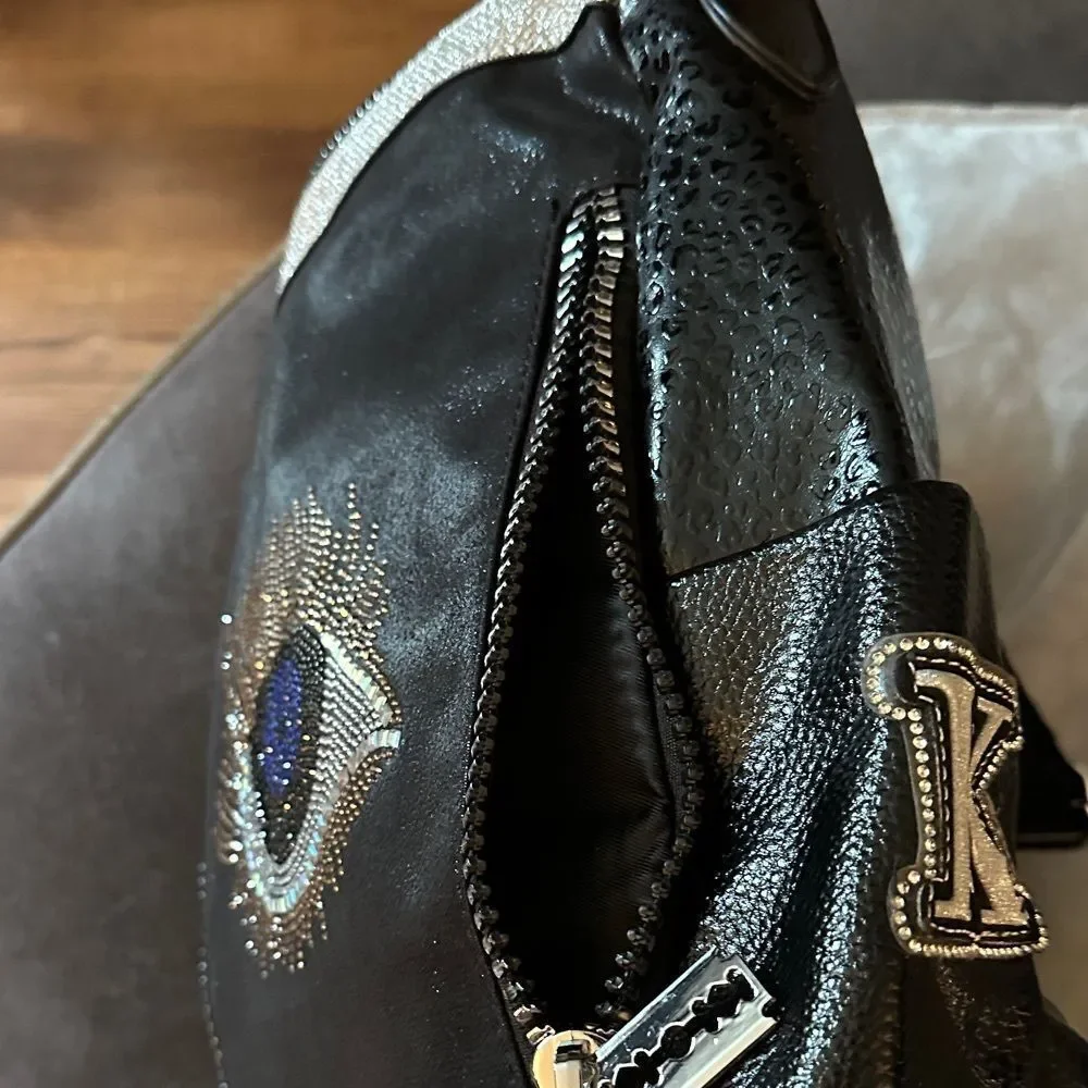 Black Eye-Embellished Women's backpack/shoulder bag